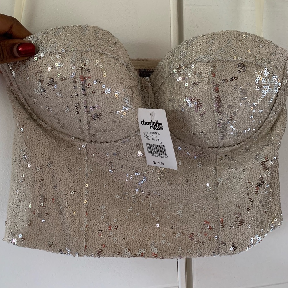 Silver/Sequined Bustier/Tube Top